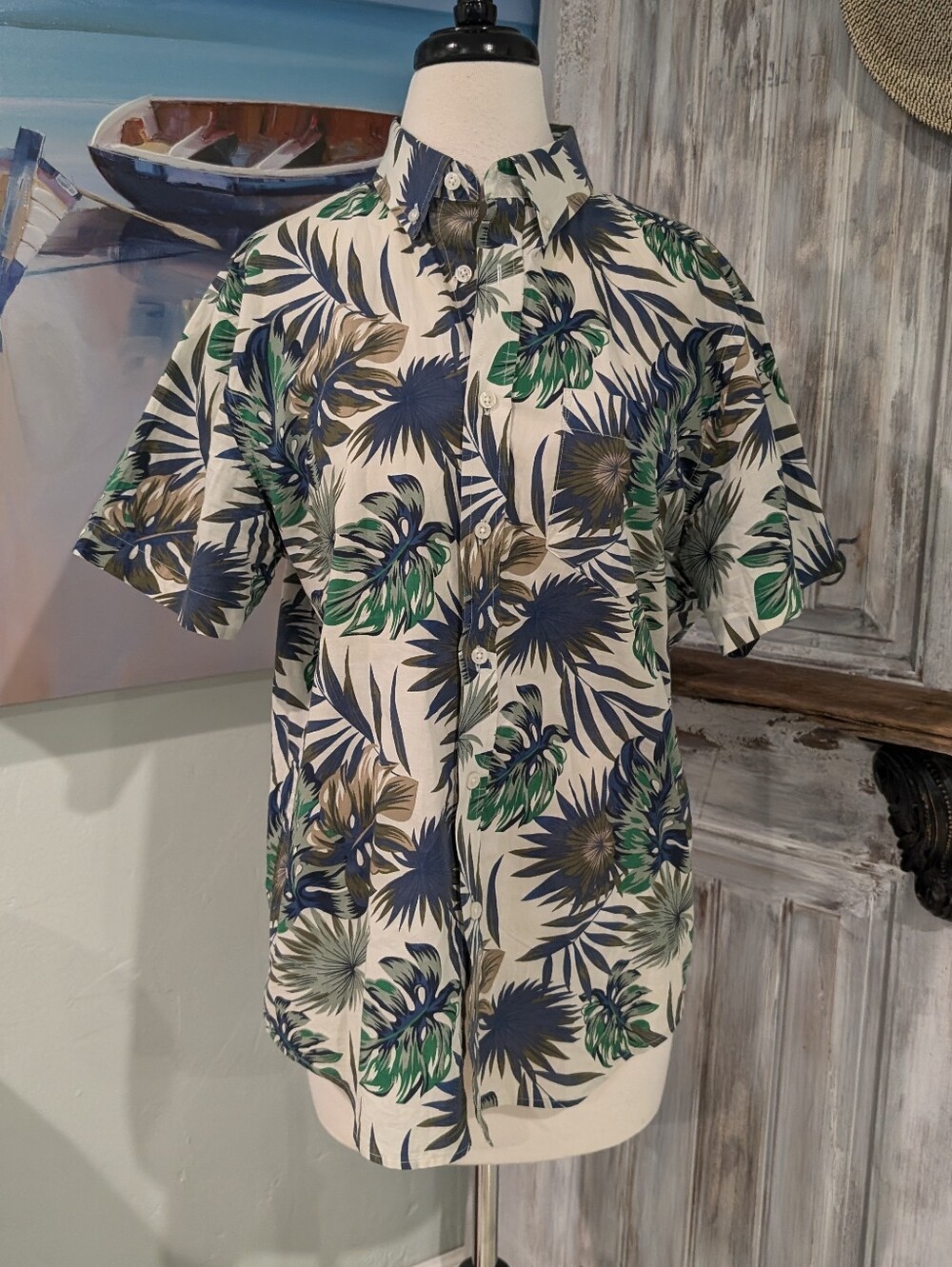 Banana Republic Slim Fit Short-Sleeve Button-Down Tropical Print